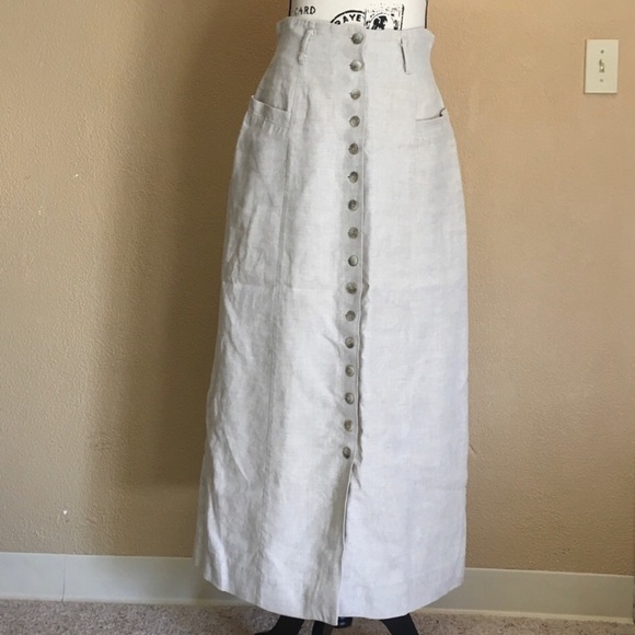 INC International Concepts Dresses & Skirts - Vintage beige linen button down maxi skirt